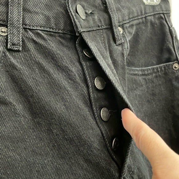 BOYISH the Tommy black denim button up high rise straight cropped jeans.  24 - Picture 4 of 11